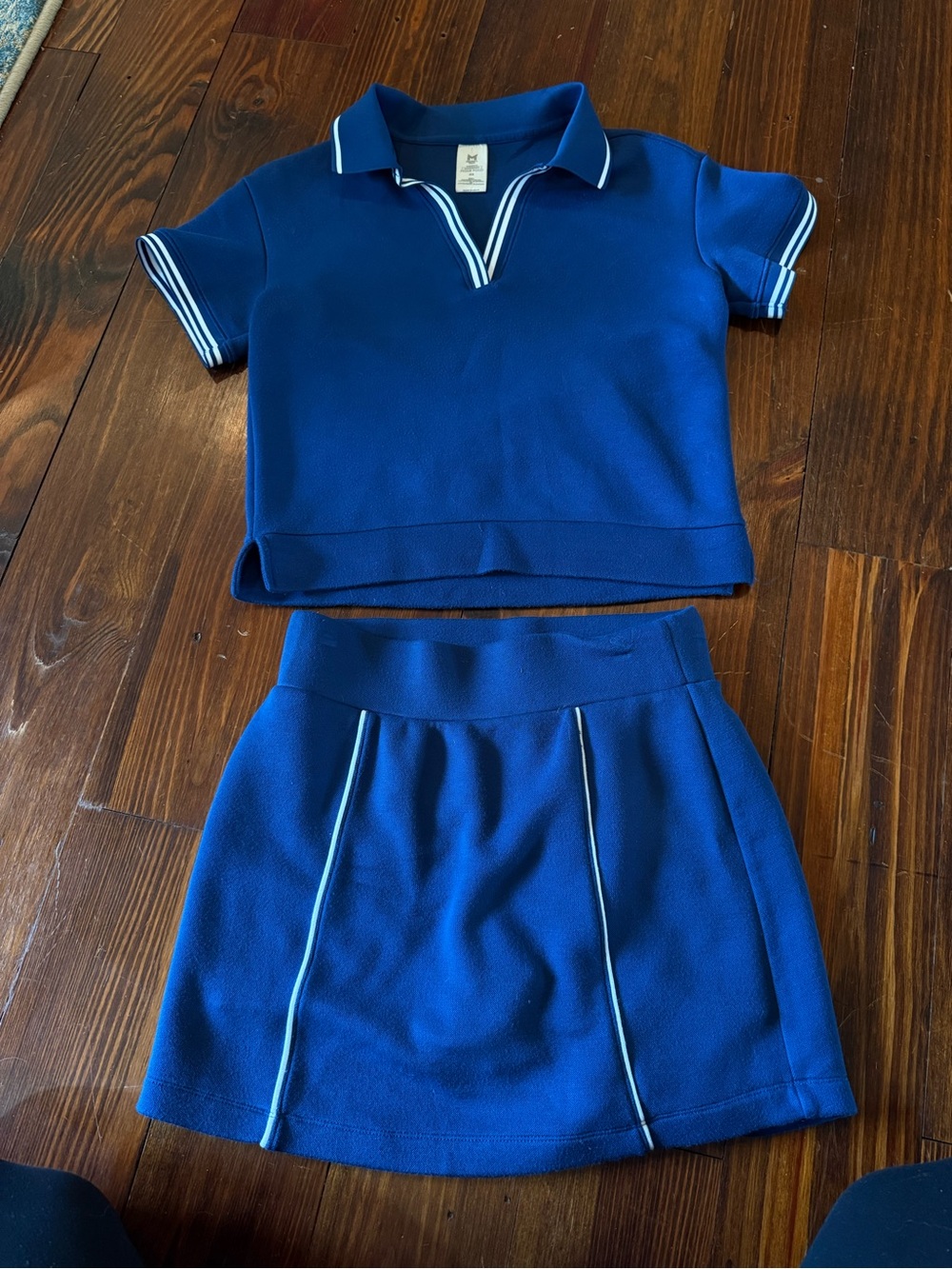 Royal Blue Polo Top and Skort Set with White Trim